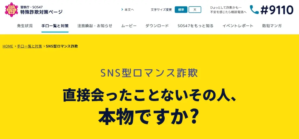 警察庁「SNS型ロマンス詐欺」